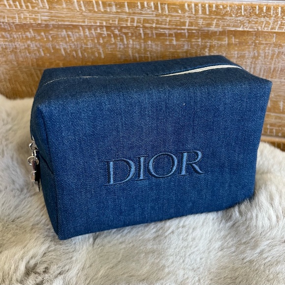 New Dior Denim Cosmetic Case with Full Size Lip Stick and Lip Glow - Picture 2 of 4